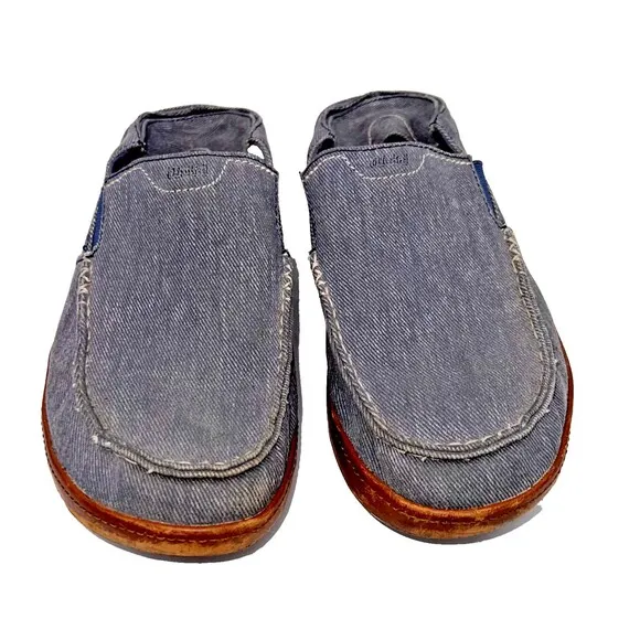 OLUKAI Puhalu Canvas Vintage Indigo Tan Size 10.5