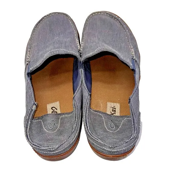 OLUKAI Puhalu Canvas Vintage Indigo Tan Size 10.5