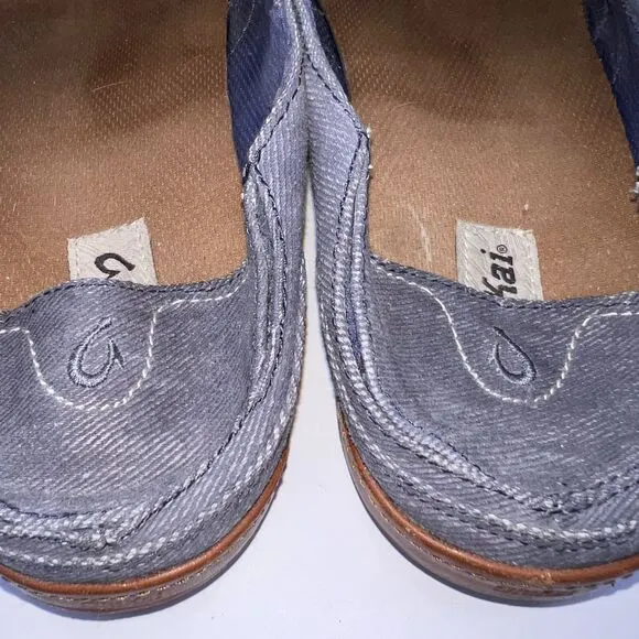 OLUKAI Puhalu Canvas Vintage Indigo Tan Size 10.5