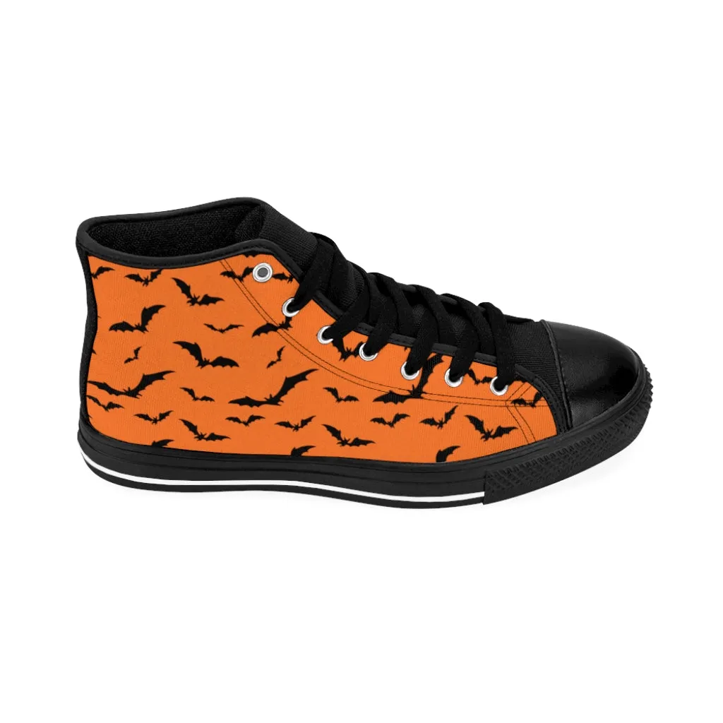 Orange Men's High-top Sneakers w/ Flying Bats