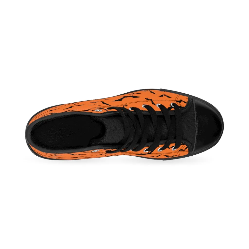 Orange Men's High-top Sneakers w/ Flying Bats