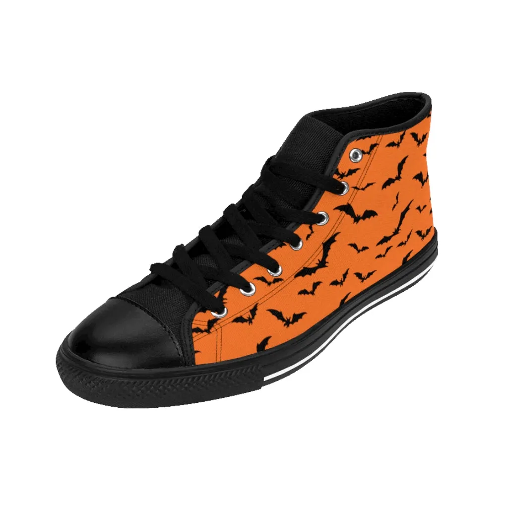 Orange Men's High-top Sneakers w/ Flying Bats
