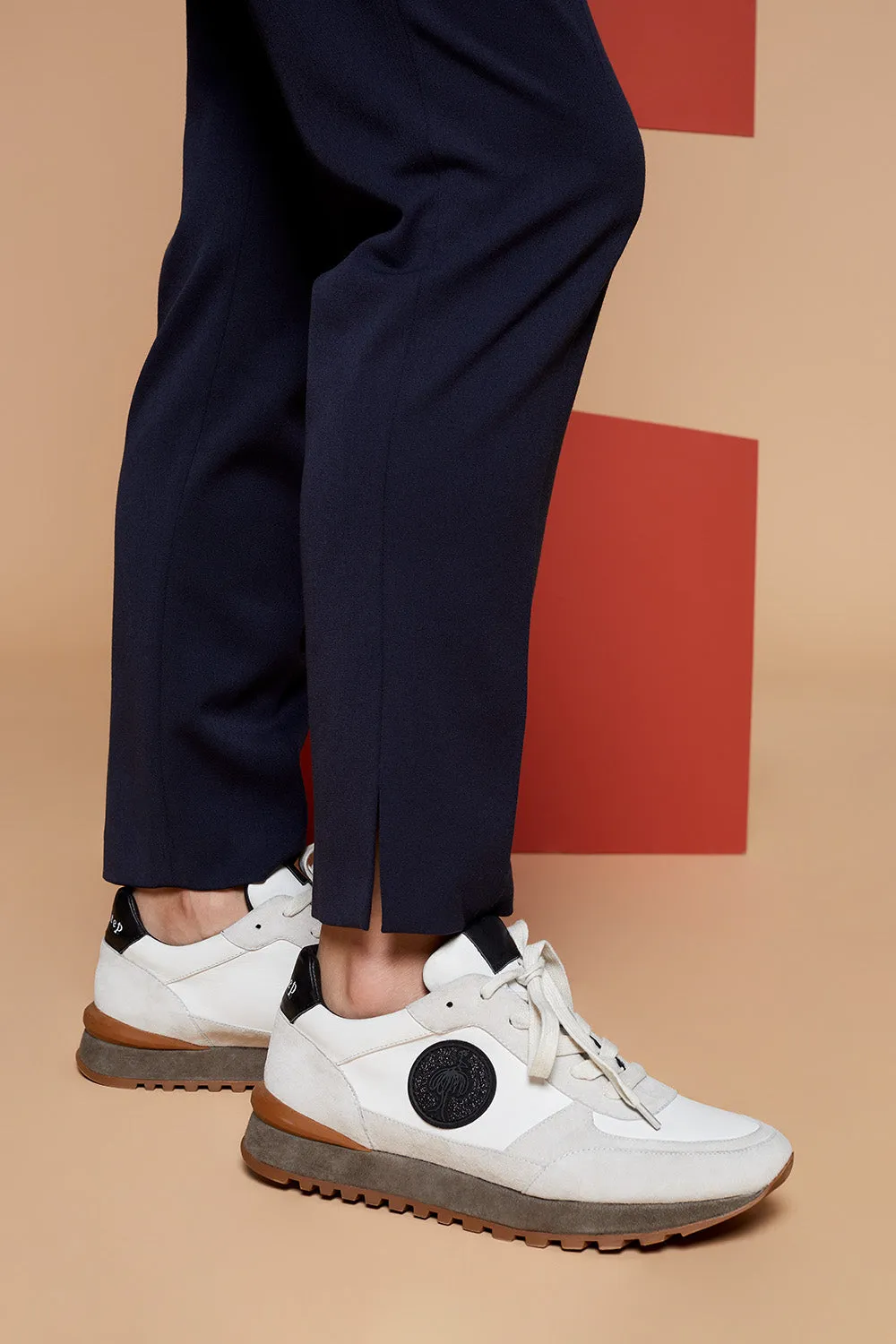 O.YOKO - Sneakers ivoire et grises bi matière