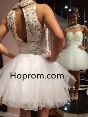 Pink Organza Tulle Sashes Scoop Neck Ribbons and Beading A-line Homecoming  Dress