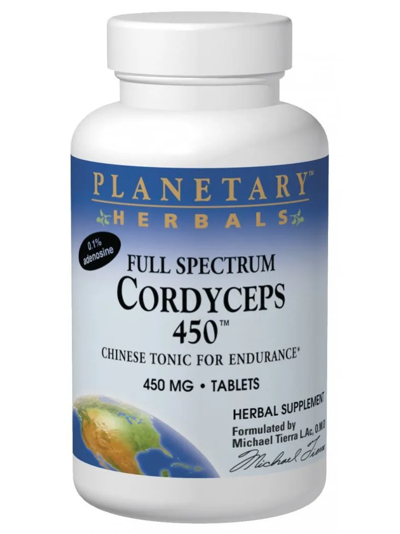 Planetary Herbals, Cordyceps 450 450mg Std Full Spectrum, 120 ct