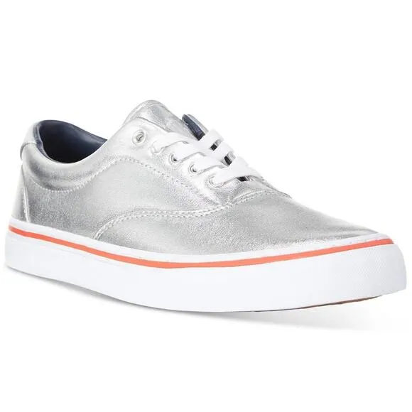 Polo Ralph Lauren Men's Silver Metallic Thorton Sneakers Size 8