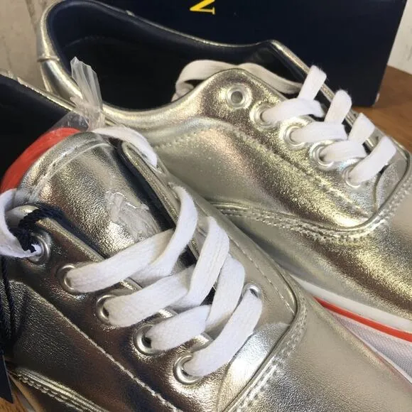 Polo Ralph Lauren Men's Silver Metallic Thorton Sneakers Size 8