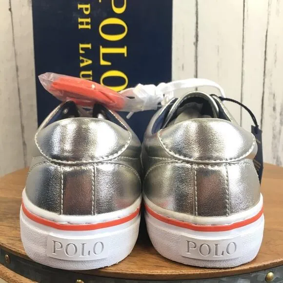 Polo Ralph Lauren Men's Silver Metallic Thorton Sneakers Size 8