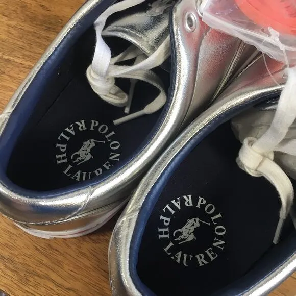 Polo Ralph Lauren Men's Silver Metallic Thorton Sneakers Size 8
