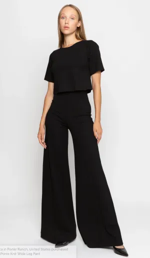 Ponte Knit Wide Leg Pant Black