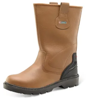 Premium Leather Rigger Safety Boot Tan S1P Lined - Cf8