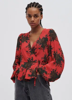 Printed Crepe Top (High Risk Red)