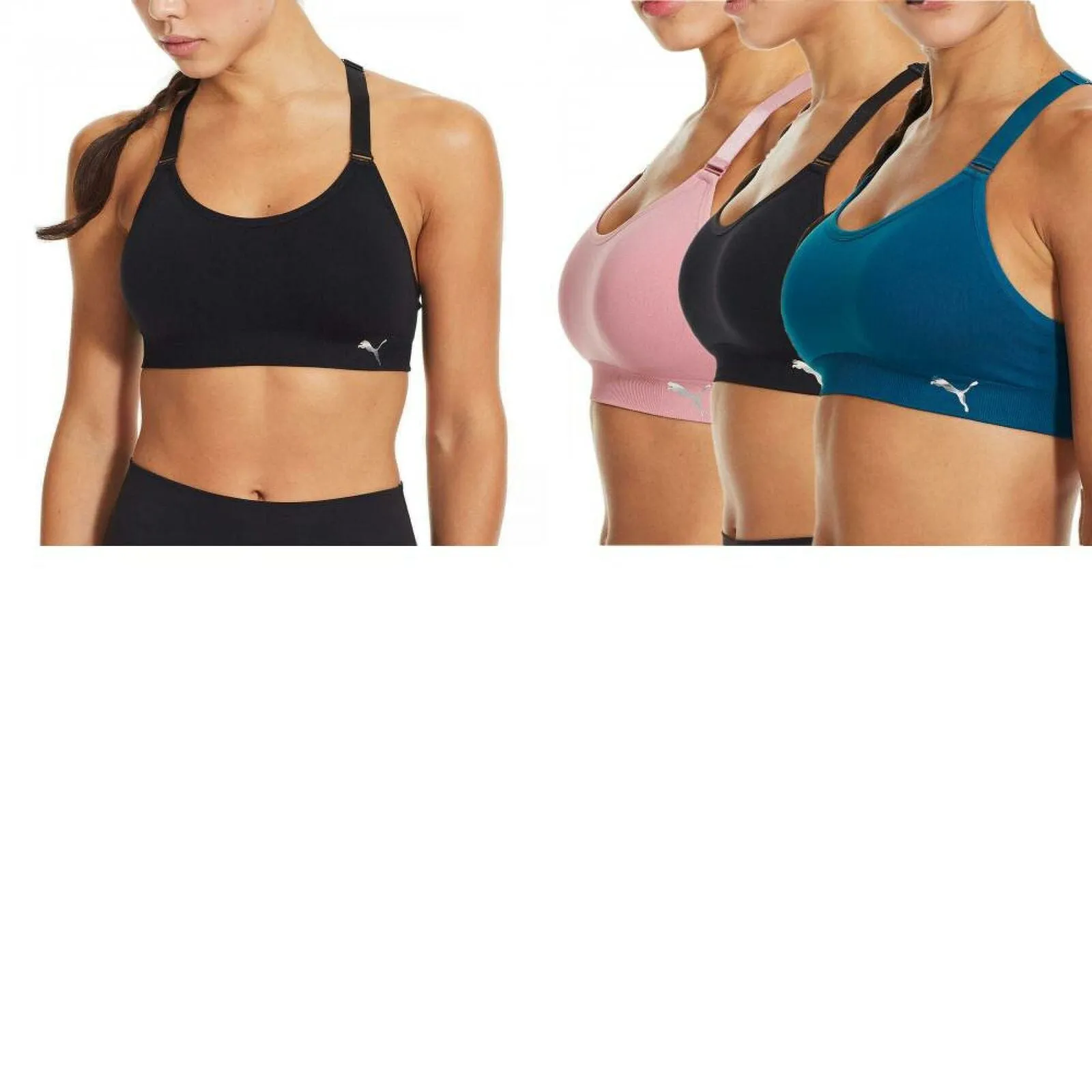 Puma Women's 3 Pack Medium Impact Seamless Sports Bras