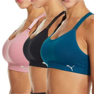 Puma Women's 3 Pack Medium Impact Seamless Sports Bras