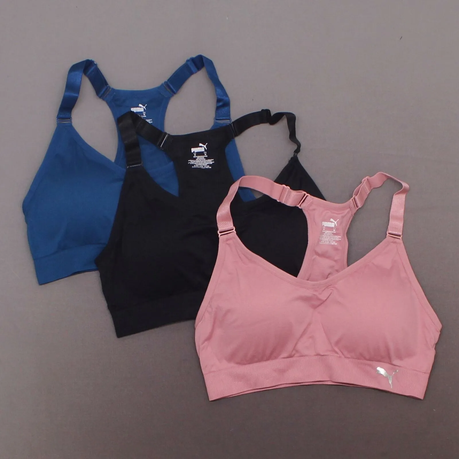 Puma Women's 3 Pack Medium Impact Seamless Sports Bras