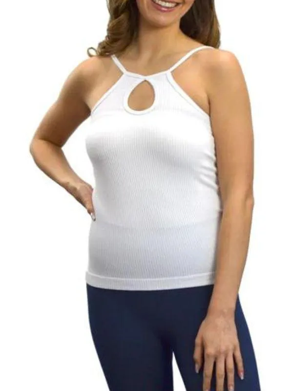Quinn White Ribbed Keyhole Cami