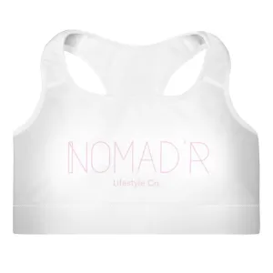 "NOMAD'R- WHITE/PINK" Padded Sports Bra