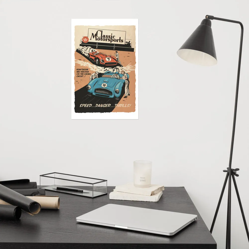 "Speed... Danger... Thrills!" Vintage Racing Poster