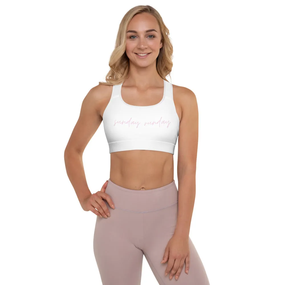 "Sunday Runday- PINK" Padded Sports Bra