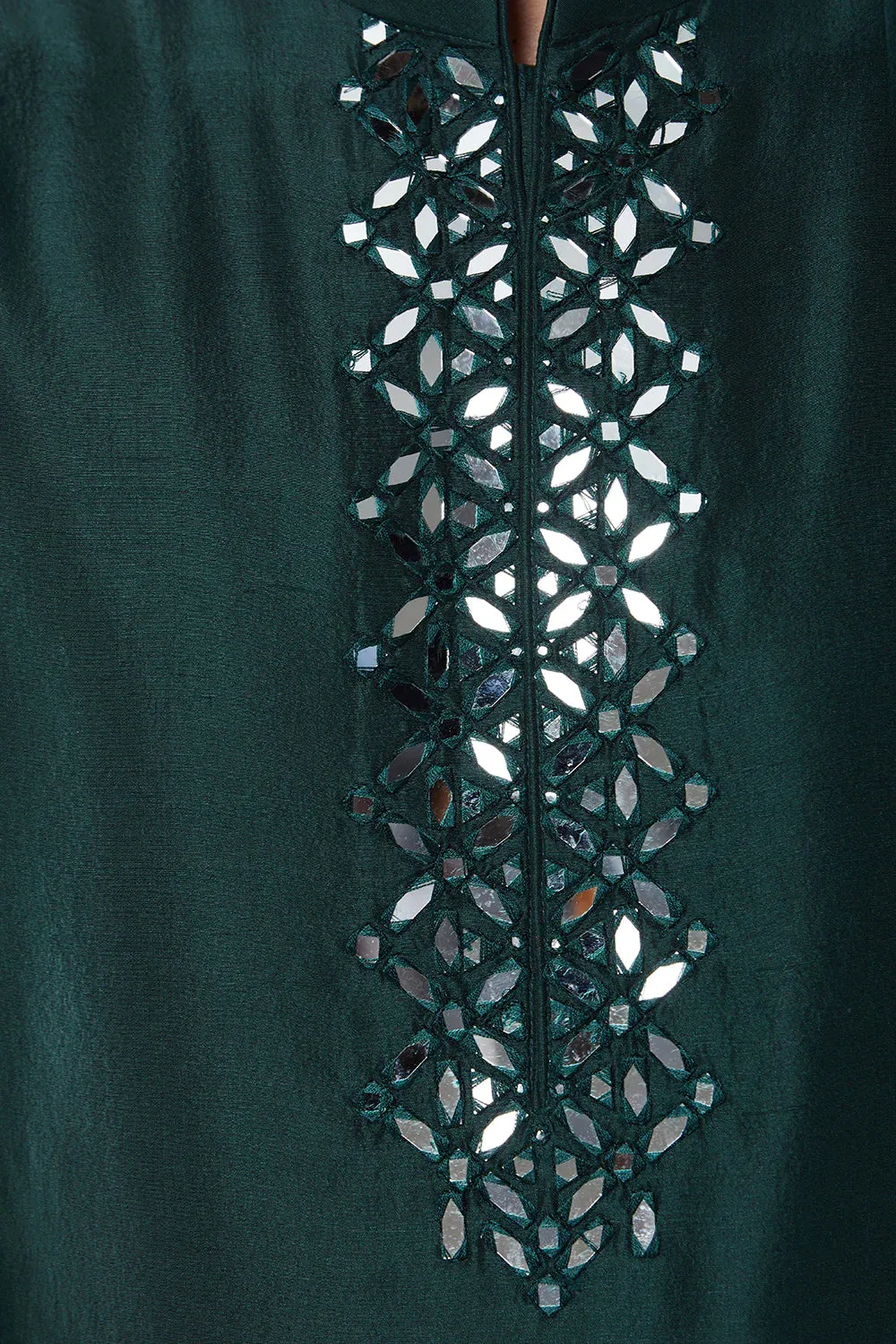 SG Emerald Green Mirror Open Sherwani Set