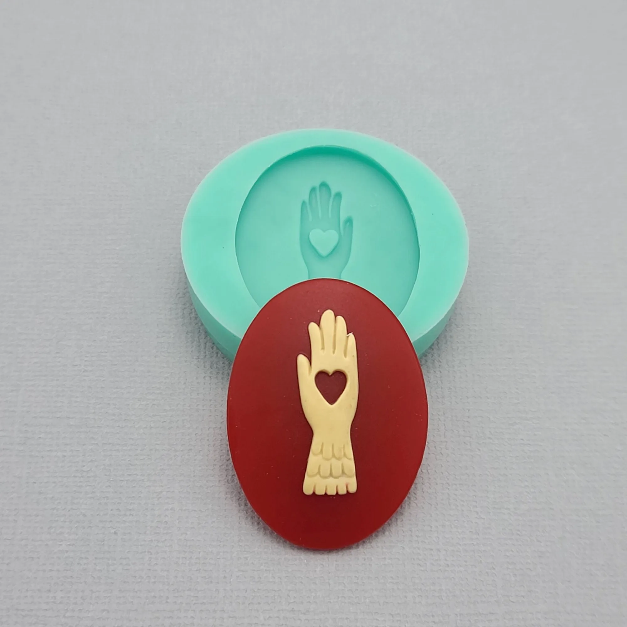 Silicon Mold Hand with Heart Flexible for Crafts, Resin, Polymer Clay.