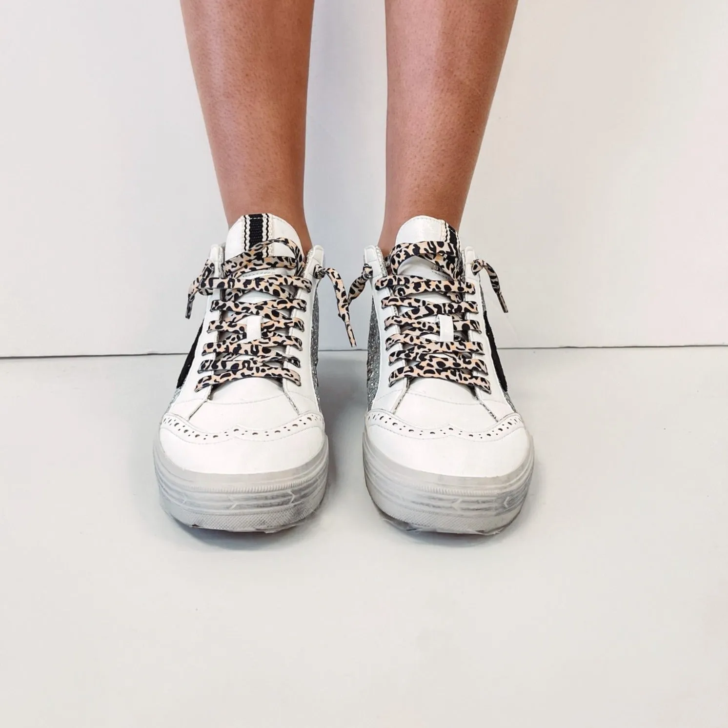 Silver Sparkle Mid Top Sneakers