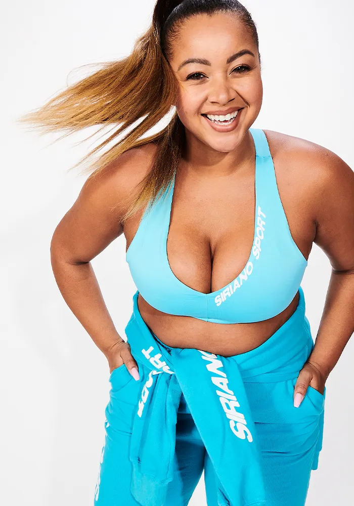 Siriano Sport V-neck Sports Bra in Teal