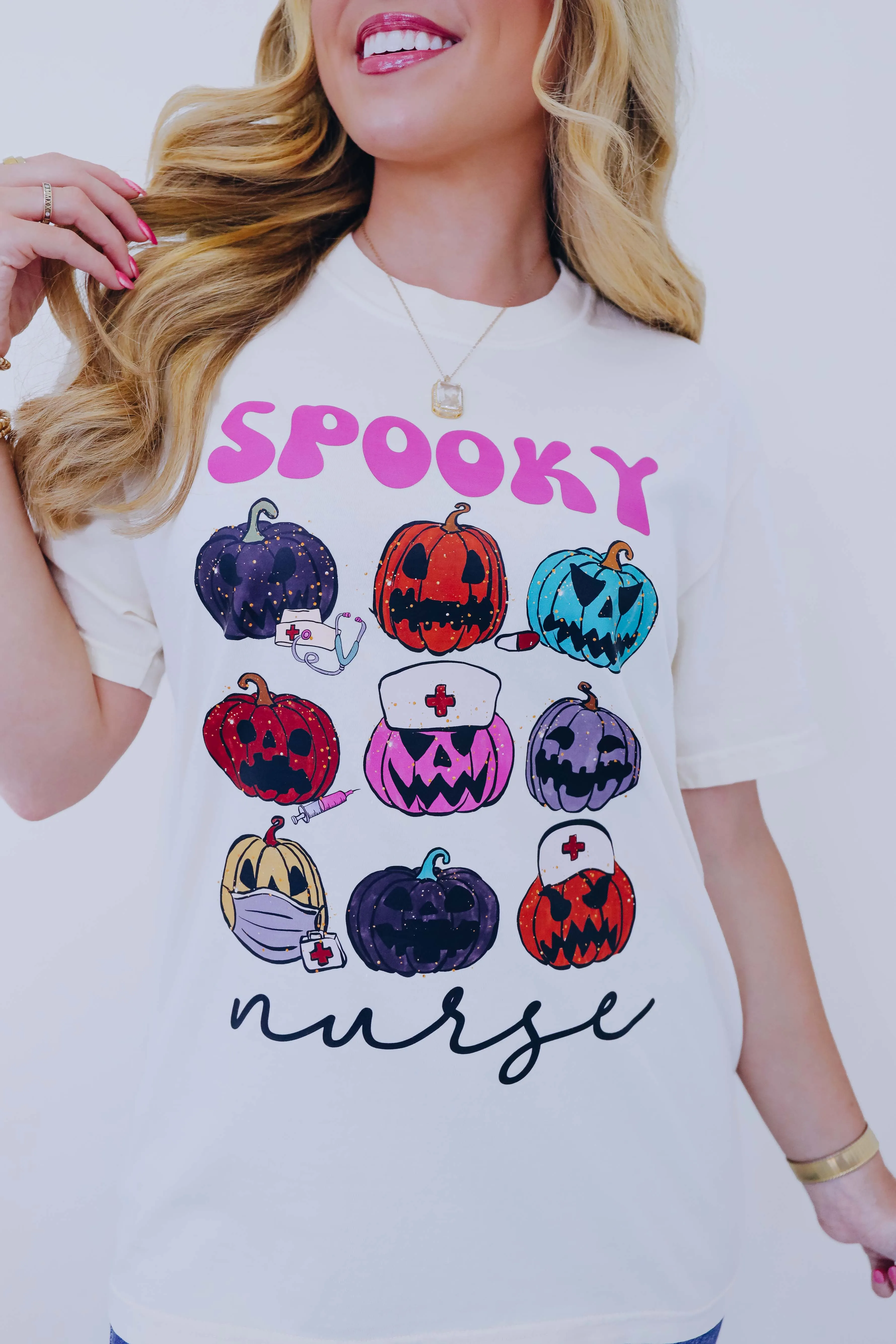 Spooky Nurse Pumpkin Graphic Tee S-3X