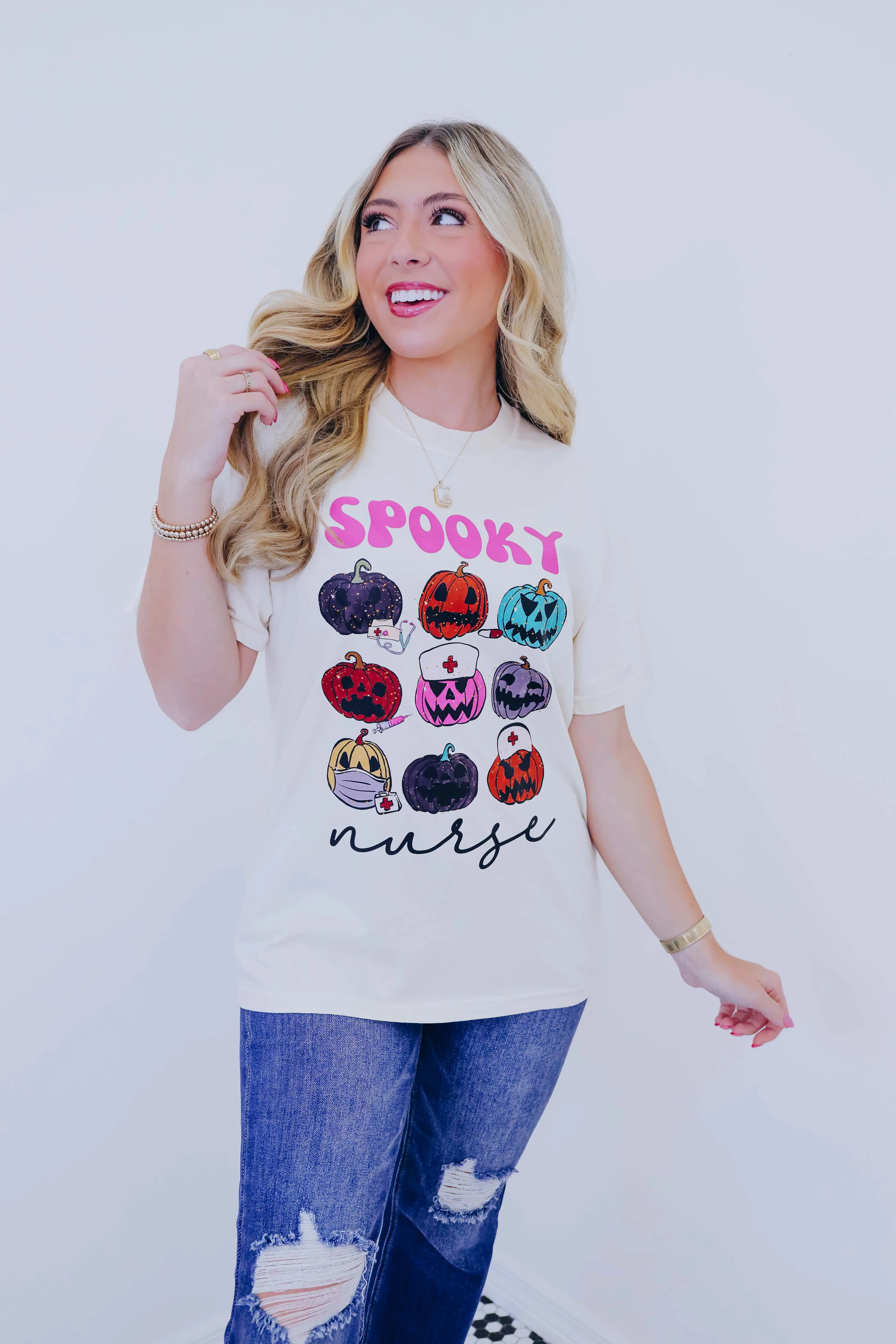 Spooky Nurse Pumpkin Graphic Tee S-3X