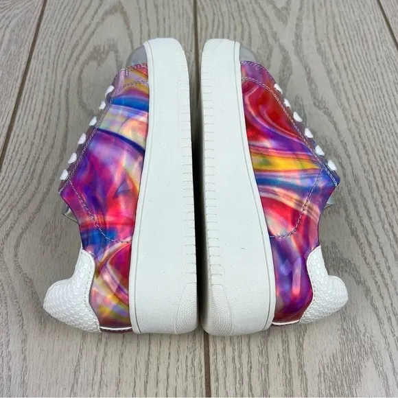 Steve Madden Kids Little Girls Jrockwyr Lace-Up Sneakers 3 Metallic Multi $60