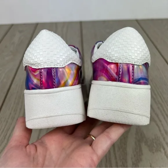 Steve Madden Kids Little Girls Jrockwyr Lace-Up Sneakers 3 Metallic Multi $60