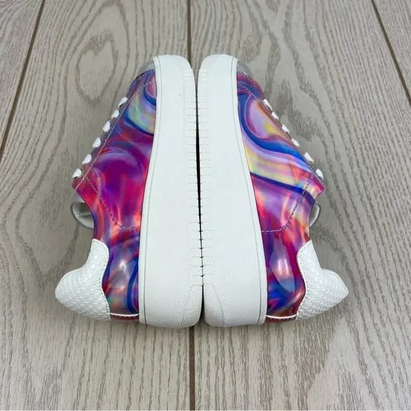 Steve Madden Kids Little Girls Jrockwyr Lace-Up Sneakers 3 Metallic Multi $60