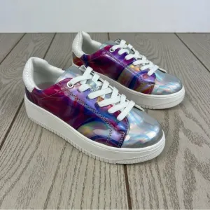 Steve Madden Kids Little Girls Jrockwyr Lace-Up Sneakers 3 Metallic Multi $60