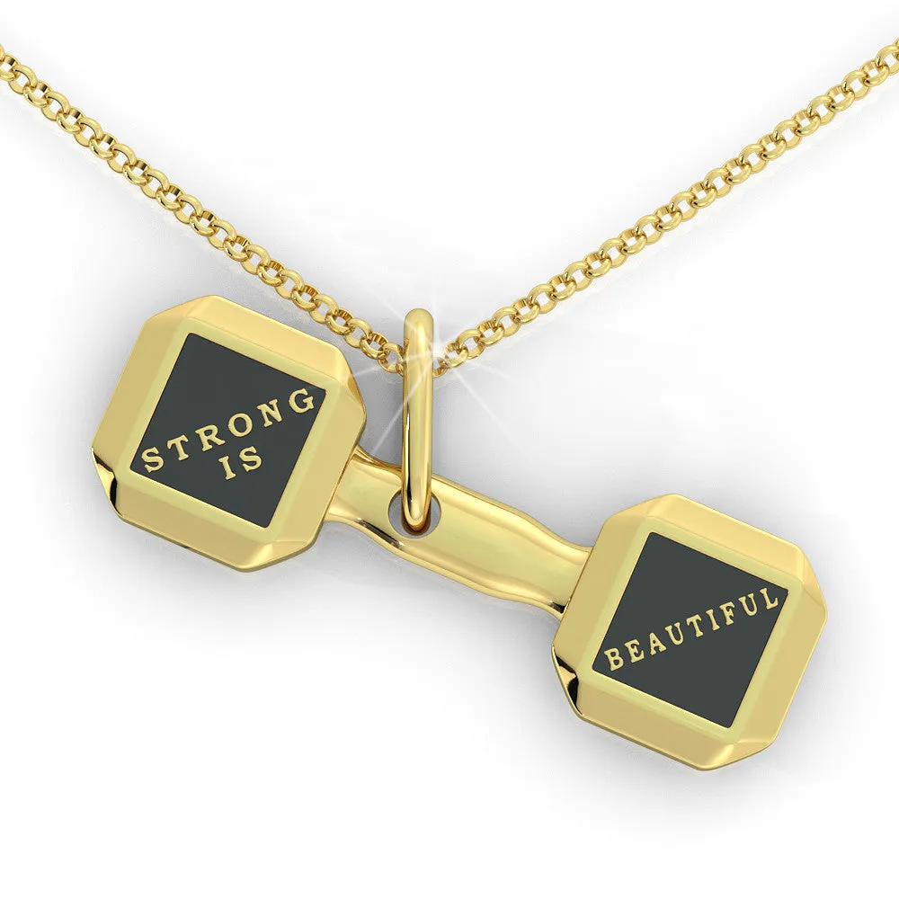 Strong is Beautiful Dumbbell pendant