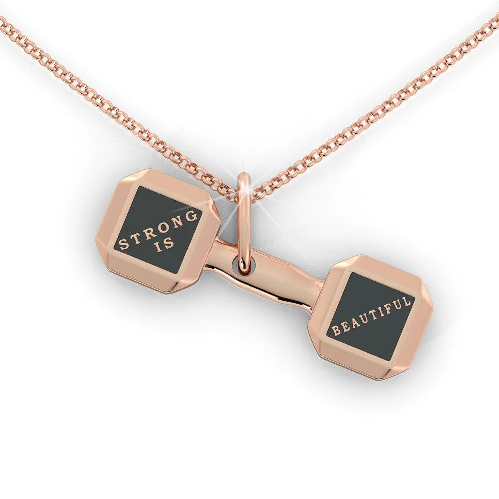 Strong is Beautiful Dumbbell pendant