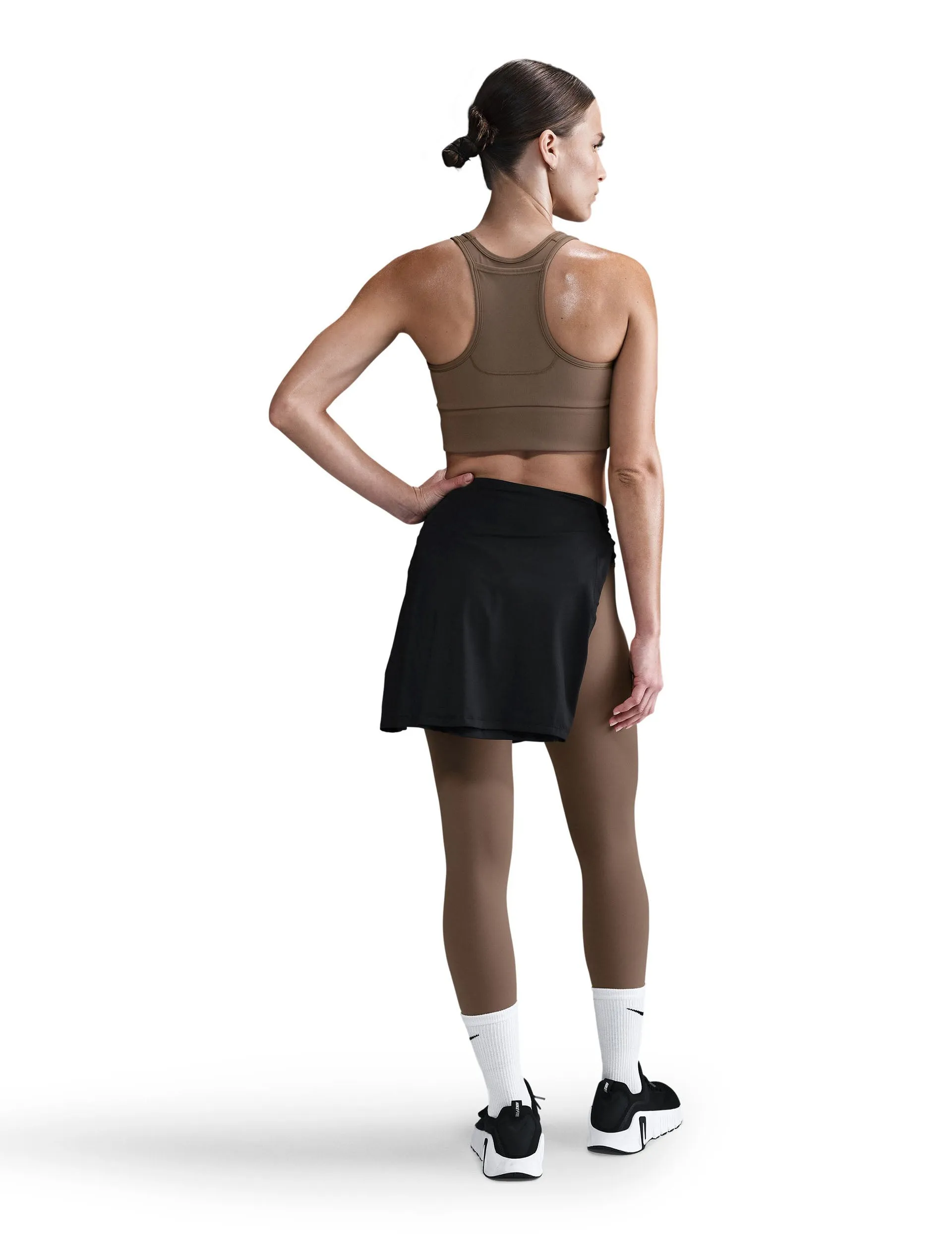 Swoosh Pocket Medium-Support Sports Bra - Mink Brown/White