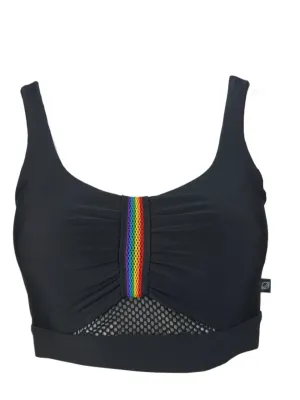 TEREZ Women's Black Rainbow Tape Sports Bra #23488017 NWT