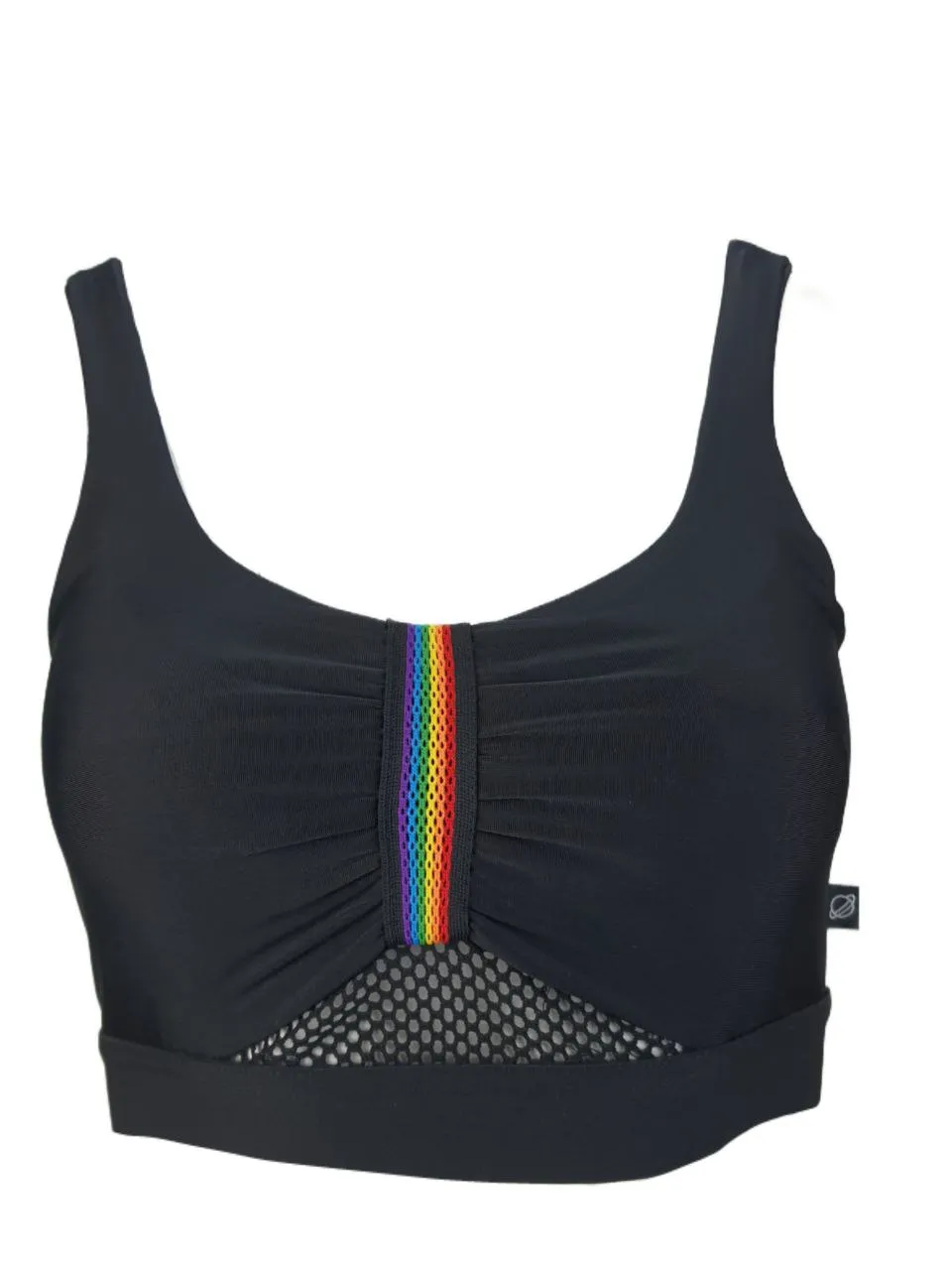 TEREZ Women's Black Rainbow Tape Sports Bra #23488017 NWT