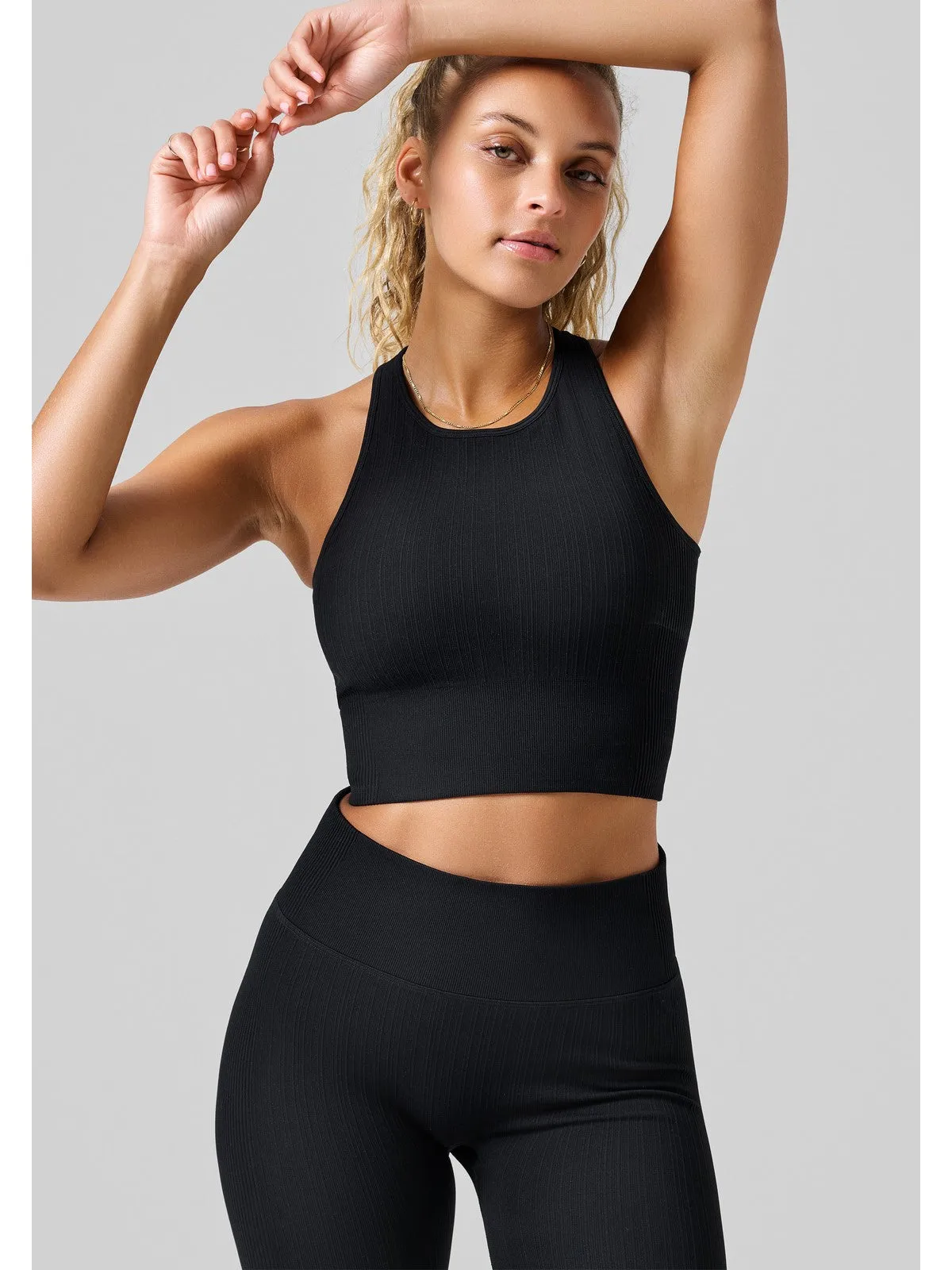 Top CASALL Multi Rib Seamless Padded Sports Top czarny