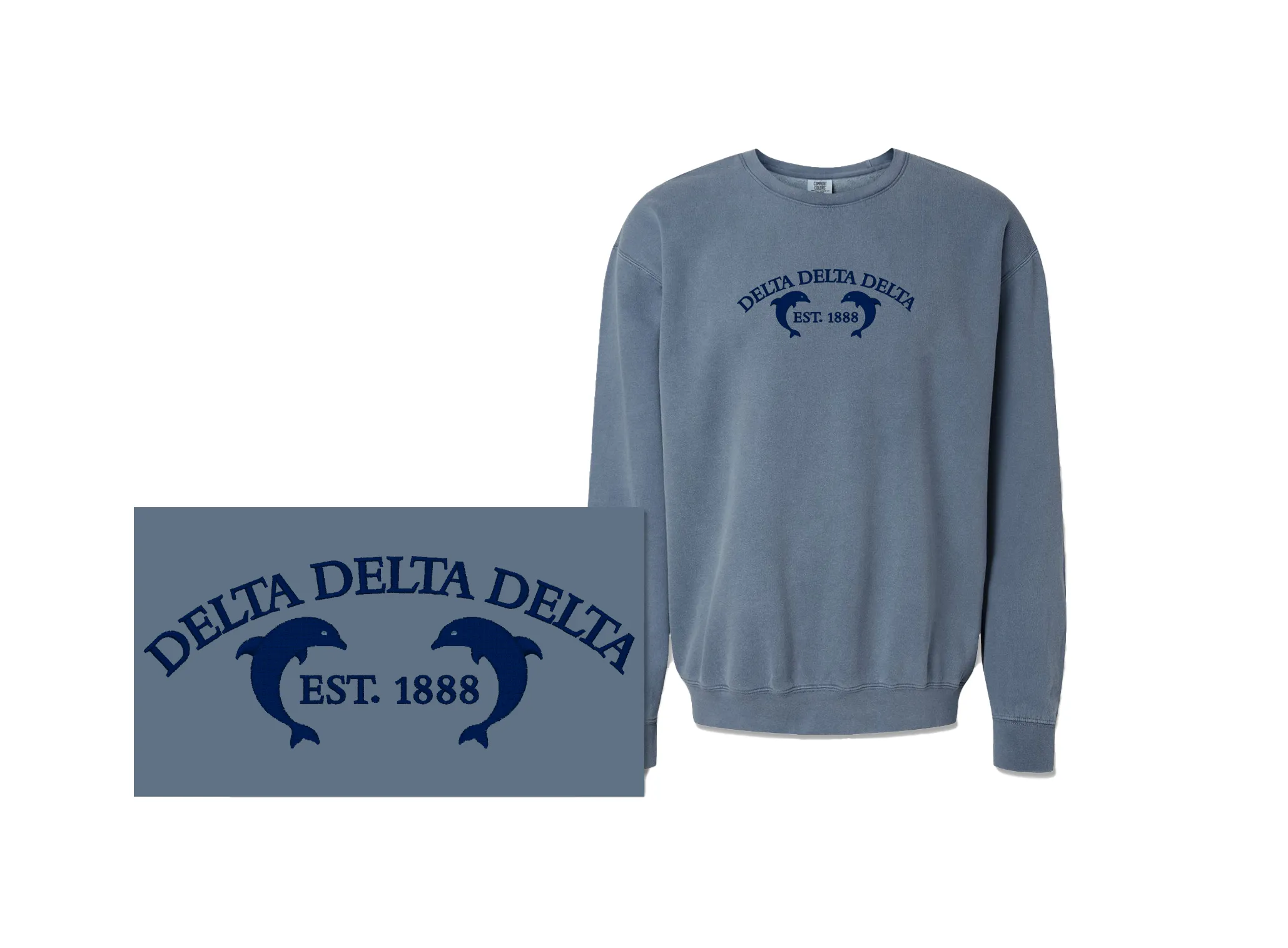 Tri Delta Embroidered Dolphin Comfort Colors Crewneck