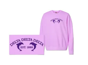 Tri Delta Embroidered Dolphin Comfort Colors Crewneck