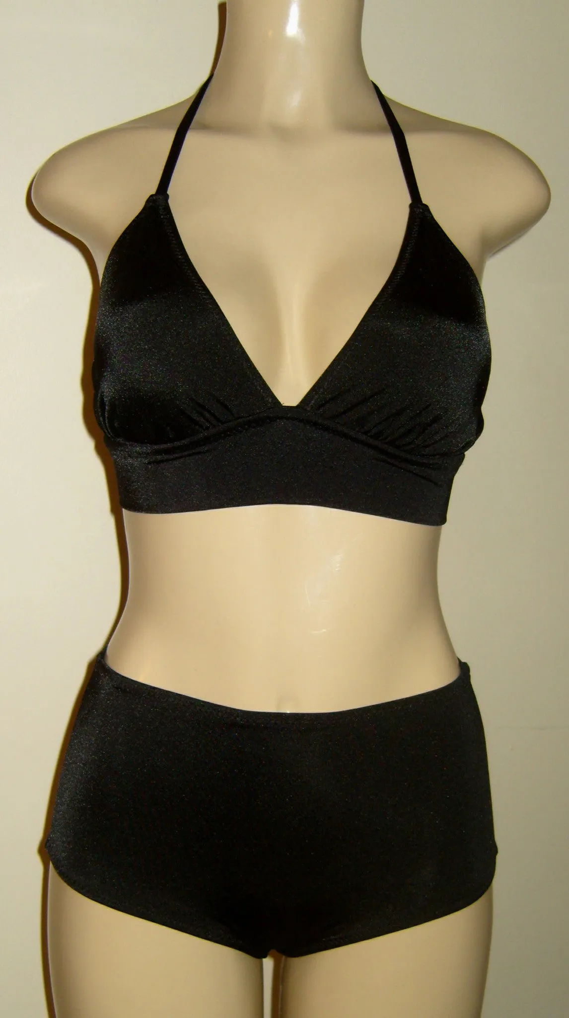 Triangle Halter Bikini Top and High Waisted Scrunch Butt Cheeky Bottom