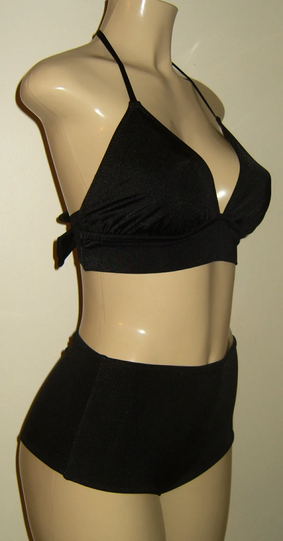 Triangle Halter Bikini Top and High Waisted Scrunch Butt Cheeky Bottom