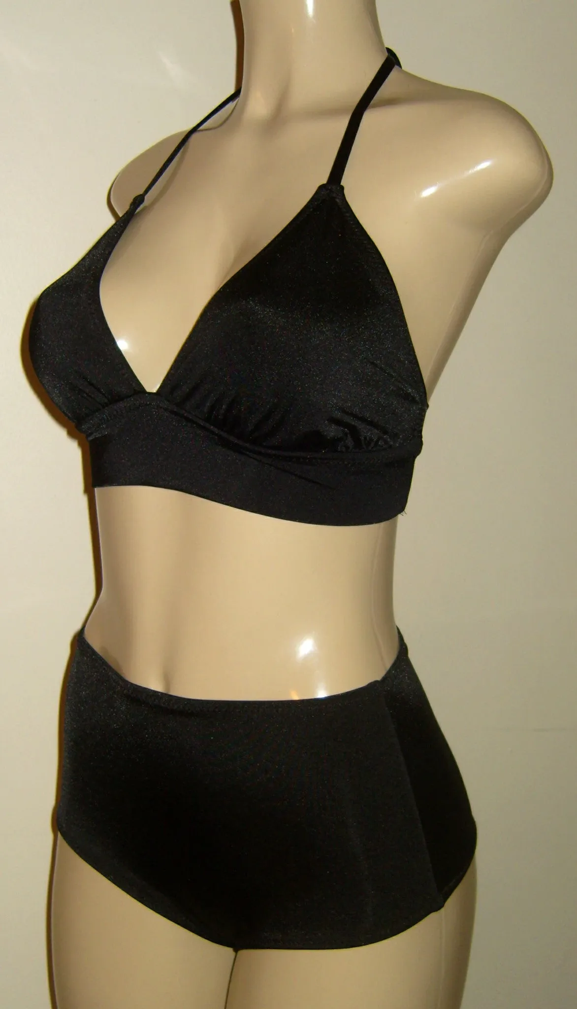 Triangle Halter Bikini Top and High Waisted Scrunch Butt Cheeky Bottom