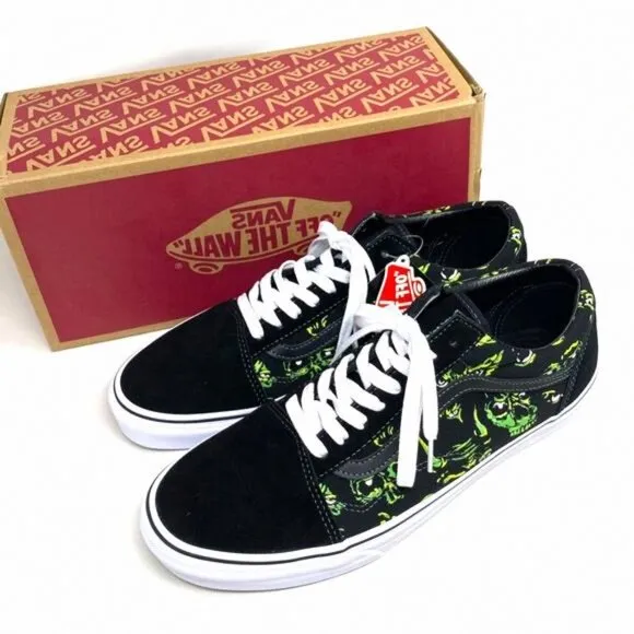 VANS Old Skool Low Top Black Green Suede Canvas VN0A4BW2BML Sneakers Size Men’s