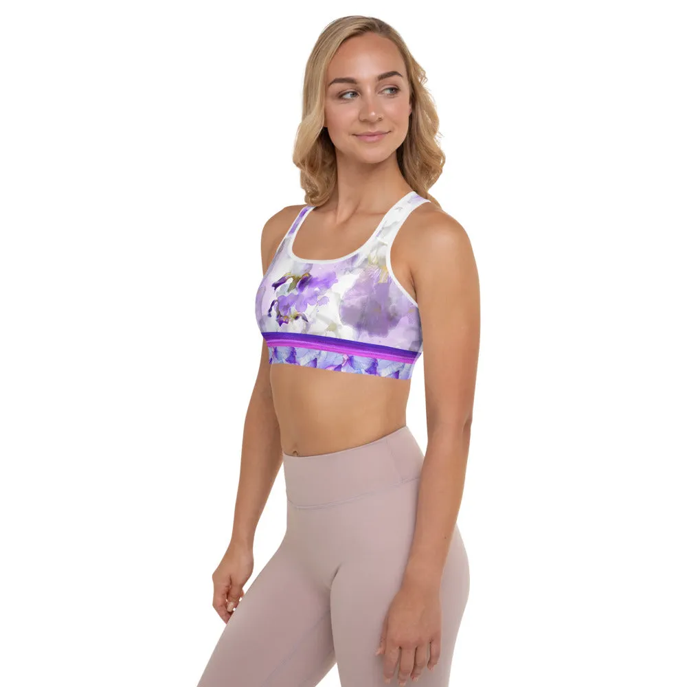 Watercolor Irises - Padded Sports Bra