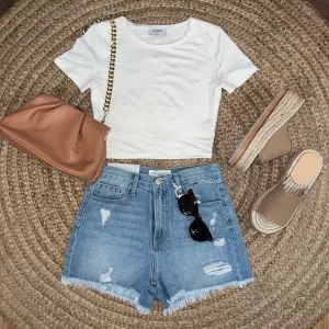 White Cropped Tee