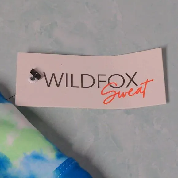 Wildfox Sweat Blue and Yellow-Green Tie Dye Sports Bra Strappy - Size M - NWT