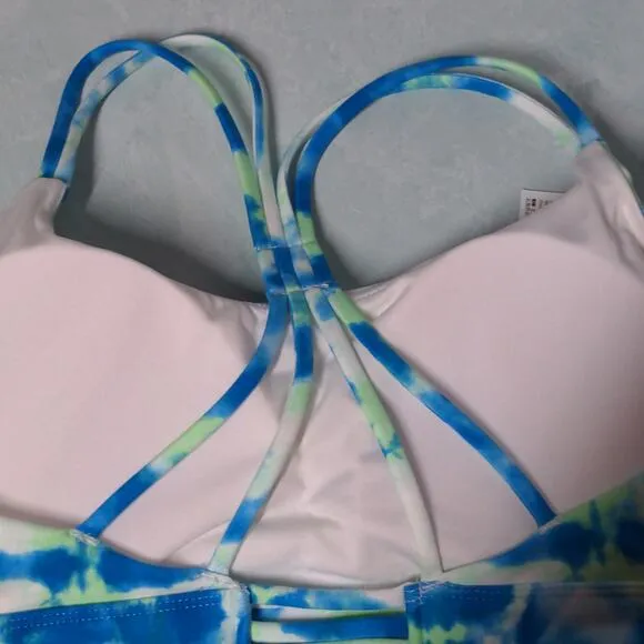 Wildfox Sweat Blue and Yellow-Green Tie Dye Sports Bra Strappy - Size M - NWT
