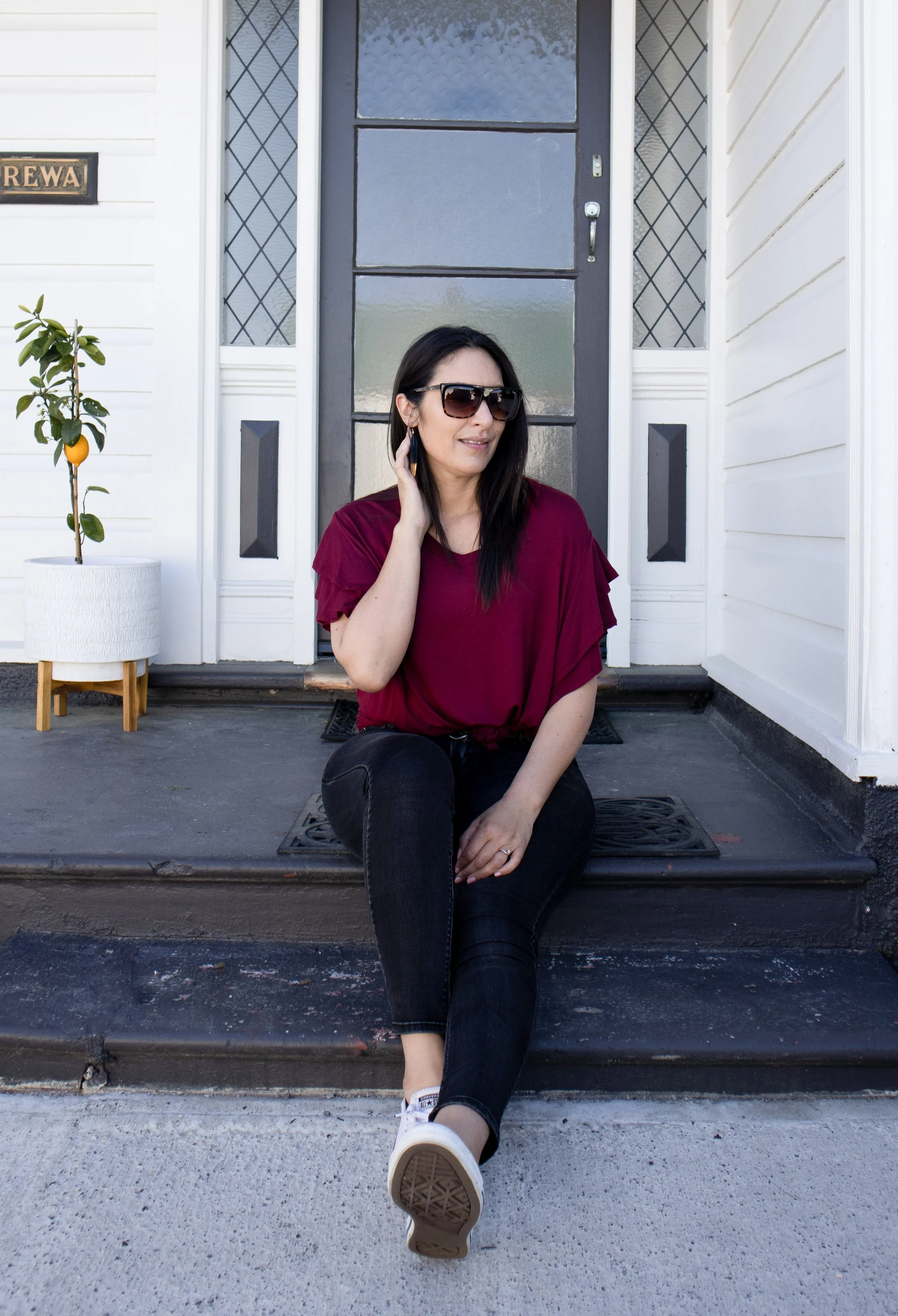 Wine Flutter Sleeve Tee